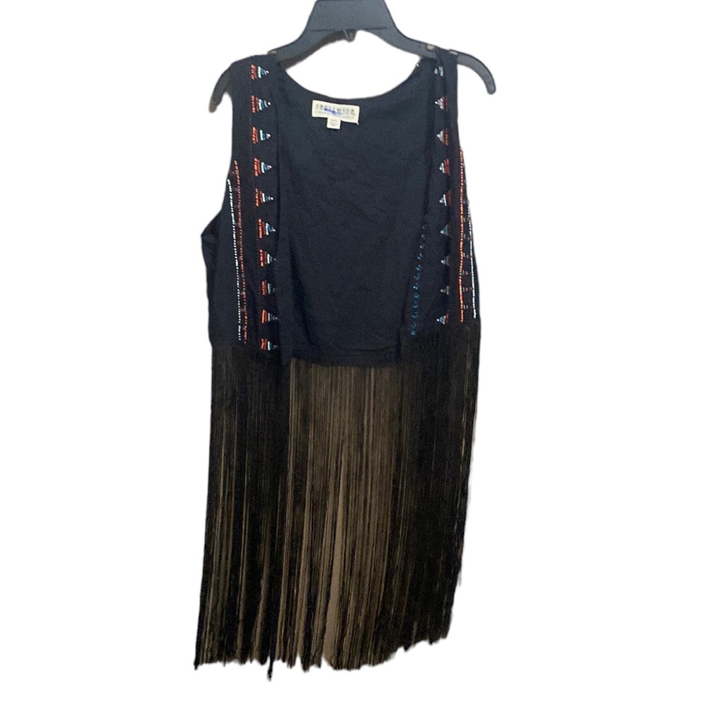 Idyllwind Black Fringe Vest with Red & Blue Embroidery
